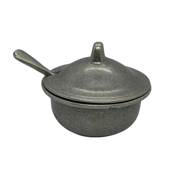 Vintage Carson Statesmetal Pewter Lidded Sugar Bowl With Serving Spoon - Picture 11 of 11